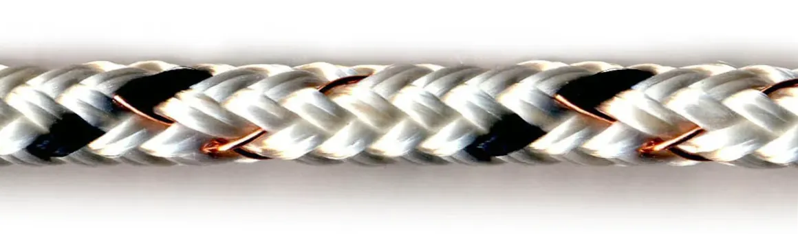 Close up view of Electrobraid and the luxuriant nature of the high quality polyester and gleaming copper strands