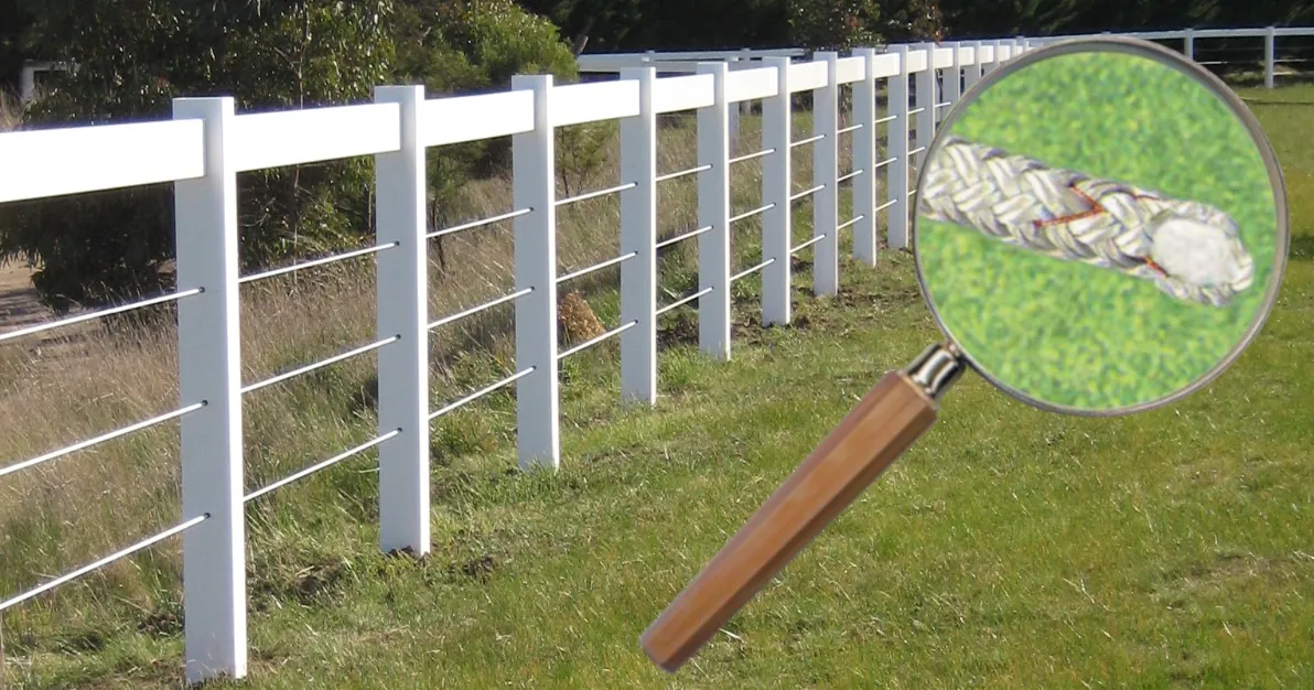 Magnification of a cross section of the braid inner structure showing the core wrapped in a braided jacket with woven copper