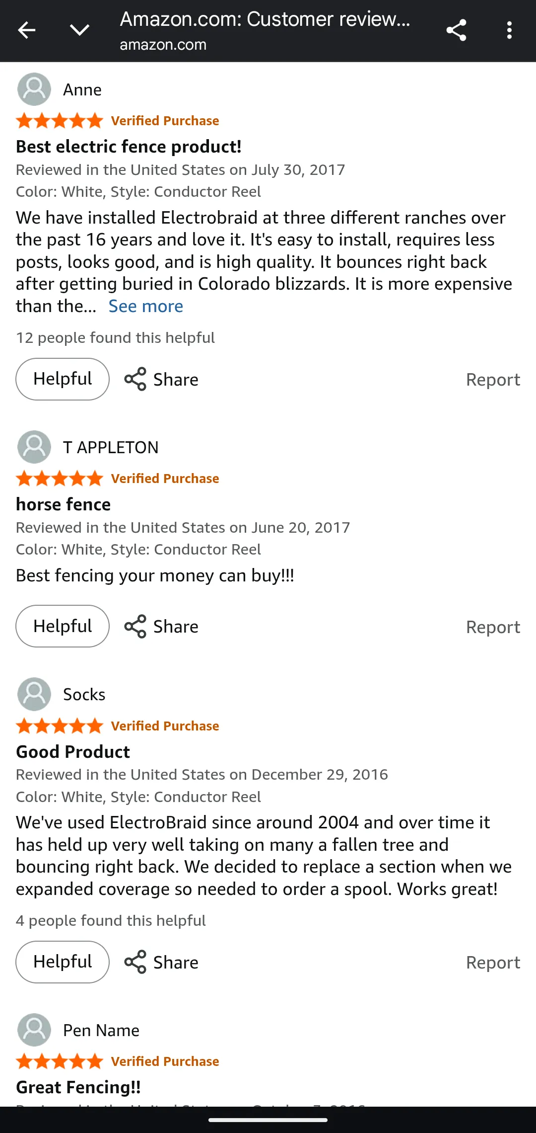 5-star Amazon customer review praising durability in Colorado blizzards